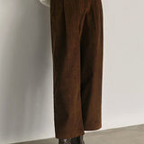 Corduroy Casual Nine-Point Wide-Leg Pants