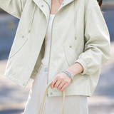 Casual Solid Stand Collar Drawstring Jacket