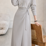 Elegant Chiffon Tie Half-Placket Dress
