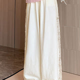 Loose Casual Spliced Lace Straight Pants