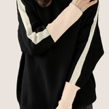 Casual Minimalist Pullover High-Neck Color-Block Sweater