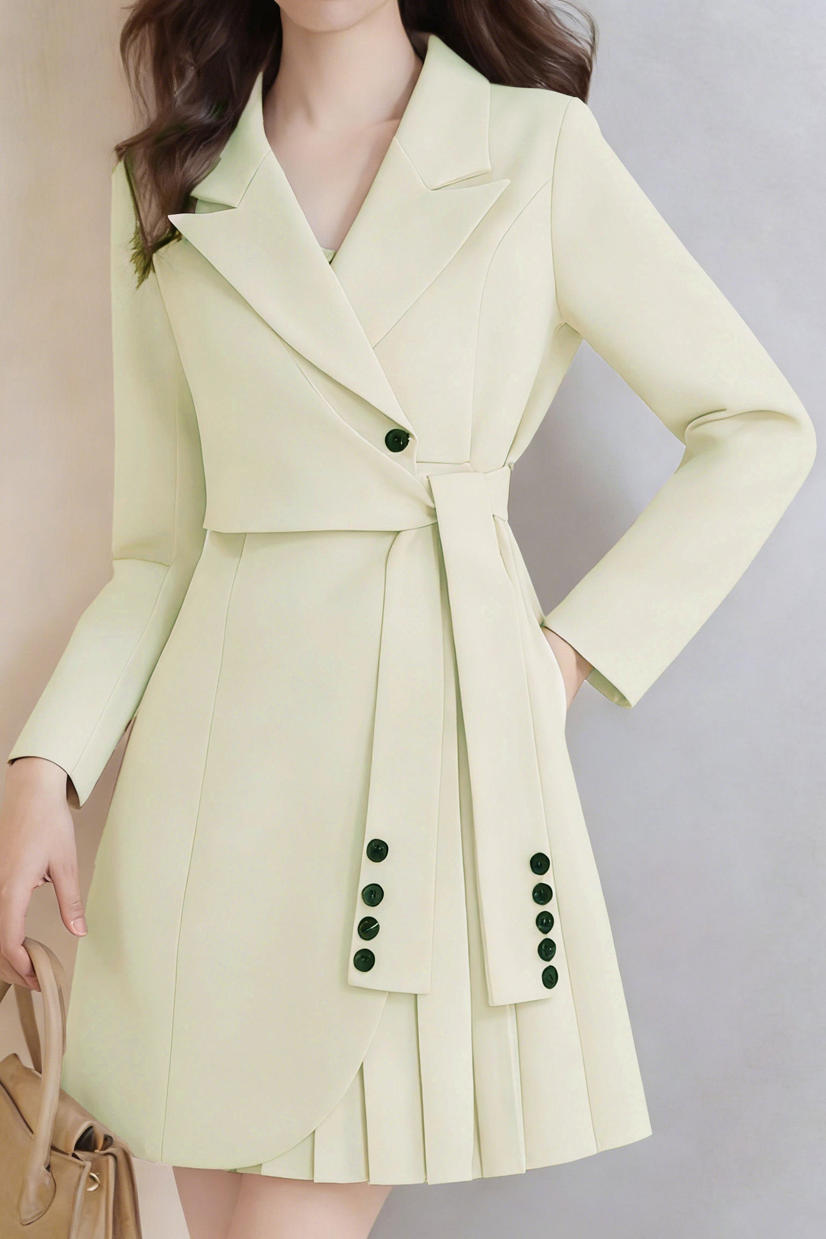 Casual Commuter Designer Belted Blazer Dress - liwisi