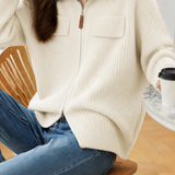 Casual Commuter Denim Collar Fake Two-Piece Knit Cardigan