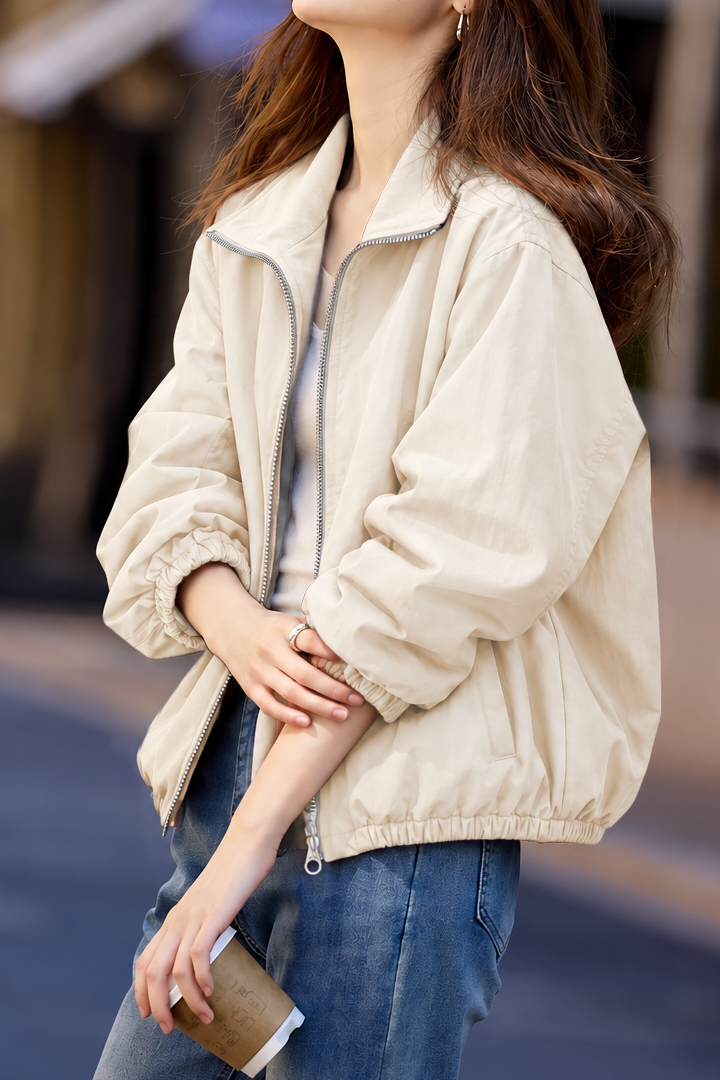 Casual Color‑Block Lapel Long Sleeve Reversible Jacket