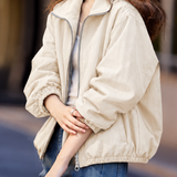 Casual Color‑Block Lapel Long Sleeve Reversible Jacket