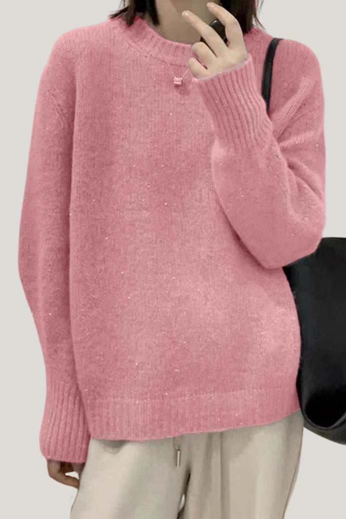 Casual Minimalist Solid Color Pullover Sweater - liwisi