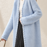 Elegant Graceful V‑Neck Pearl Button Long Sleeve Knit Cardigan