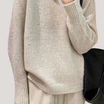 Casual Minimalist Solid Color Pullover Sweater - liwisi