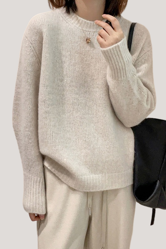 Casual Minimalist Solid Color Pullover Sweater - liwisi