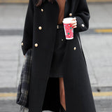 Elegant Temperament Retro Double-Breasted Woolen Coat