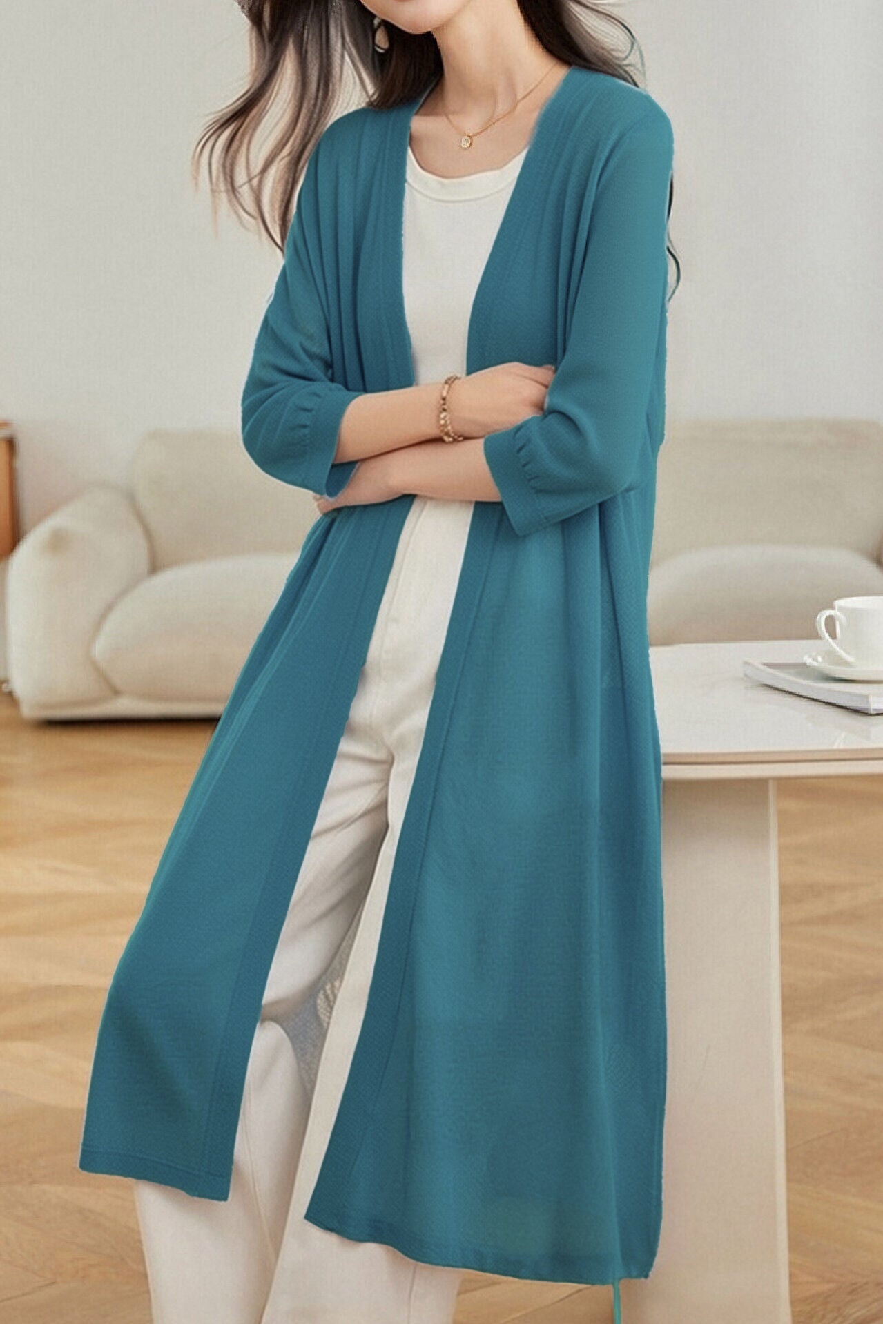 Casual Versatile Linen Sun Protection Long Knit Cardigan - liwisi