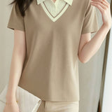 Casual Commute Fake Two-Piece Polo Shirt - liwisi