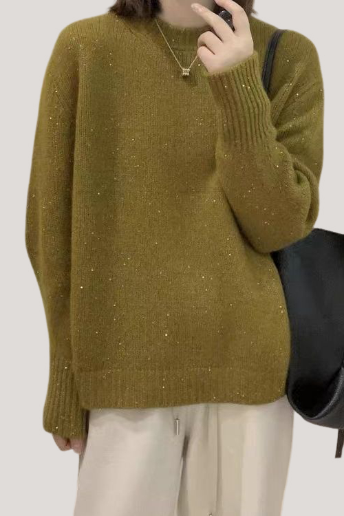 Casual Minimalist Solid Color Pullover Sweater - liwisi