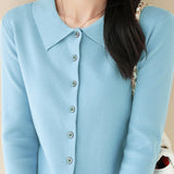 Casual Office Polo-Collar Knit Top