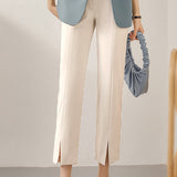 Office Draping Straight Solid Pants