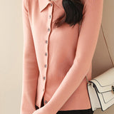 Casual Office Polo-Collar Knit Top