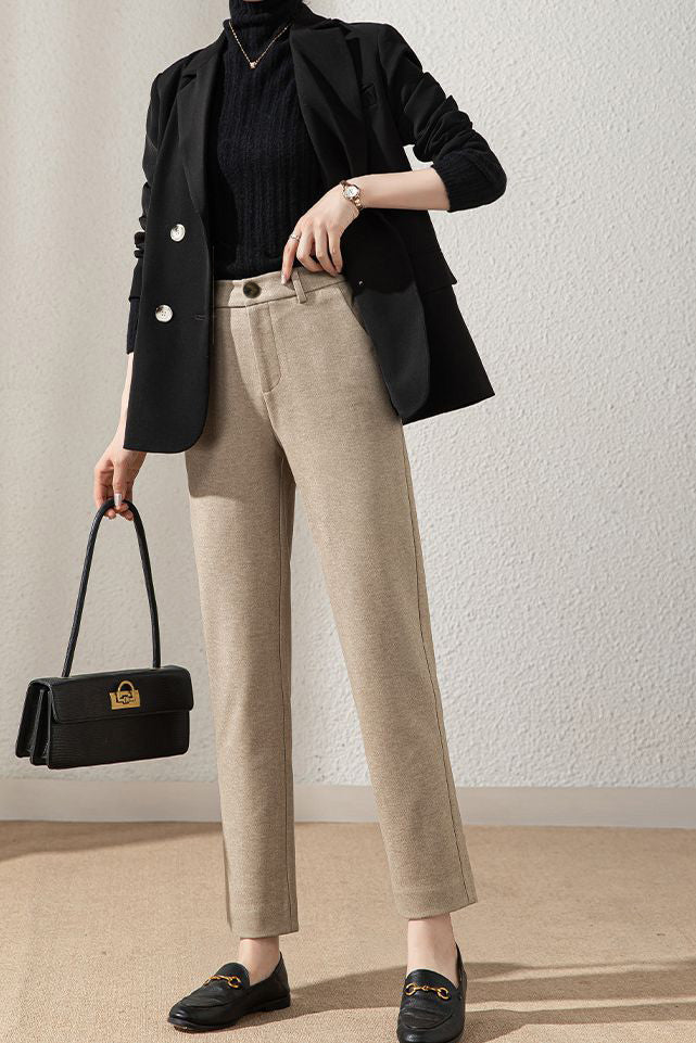 Casual Wool Straight Leg Pants - liwisi