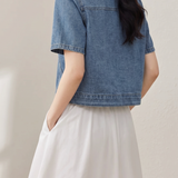 Casual Cropped Denim Short Sleeve Jacket