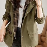Vintage Faux Two-piece Plaid Coat