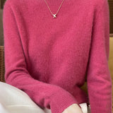 Solid-color round-neck base layer shirt