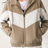 Color Block Windproof Hooded Jacket