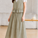 Casual Minimalist T-shirt Vest & Midi Skirt Two-Piece Set