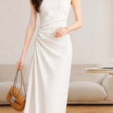 Elegant Commuter Side Waist Twisted Pleat Dress