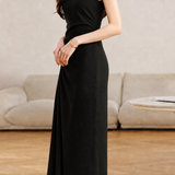 Elegant Commuter Side Waist Twisted Pleat Dress