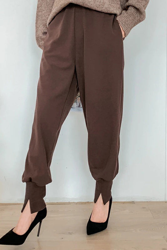 スリットヘムテーパードロングパンツ　3色入 - liwisi
