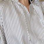 リボンスキッパーカラーストライプラグランシャツ - liwisi