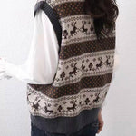 Ｖネックレトロフェアアイルニットベスト　3色入 - liwisi