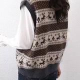 Ｖネックレトロフェアアイルニットベスト　3色入 - liwisi