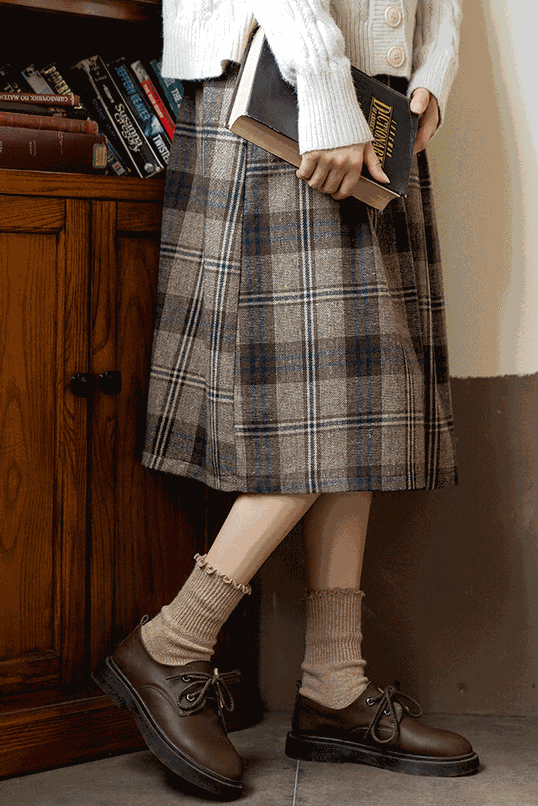 シンプルフリル口リブウールクルーソックス　6色入 - liwisi