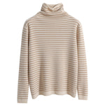 ハイネックベーシックボーダー柄ニットトップス　6色入 - liwisi