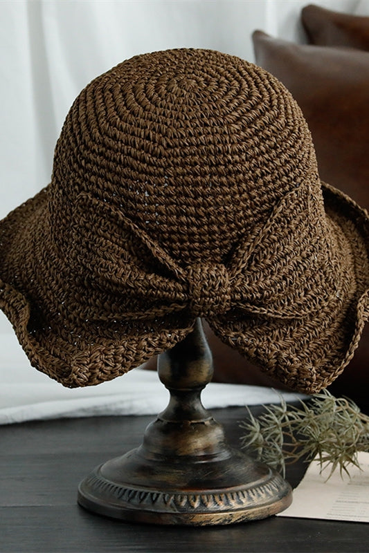 麦わら帽子　リボン装飾　折りたたみ　UVカット　8色入 - liwisi