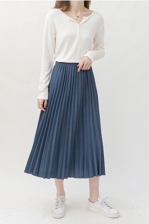 ベーシックストレッチプリーツスカート　8色入 - liwisi