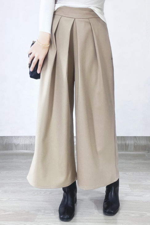 ハイウエストタックインロングワイドパンツ　4色入 - liwisi