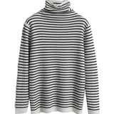 ハイネックベーシックボーダー柄ニットトップス　6色入 - liwisi