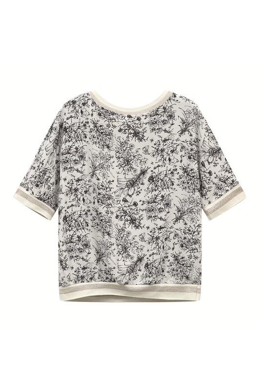 水墨プリントシフォンTシャツ - liwisi