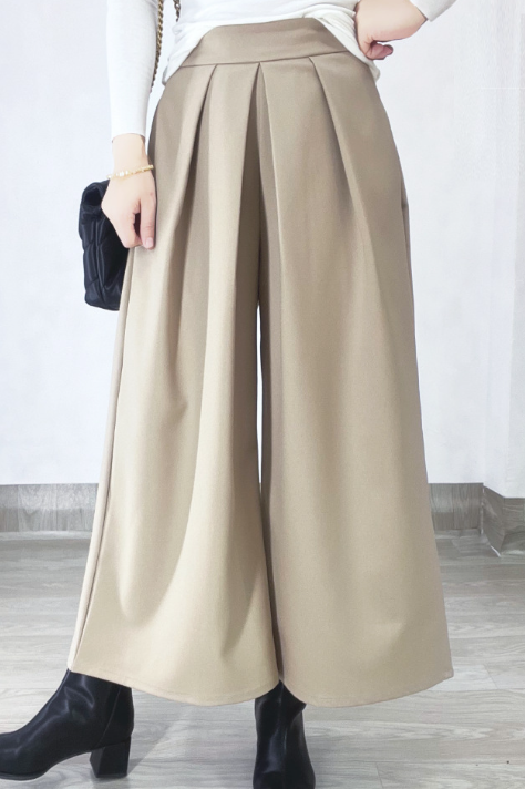 ハイウエストタックインロングワイドパンツ　4色入 - liwisi