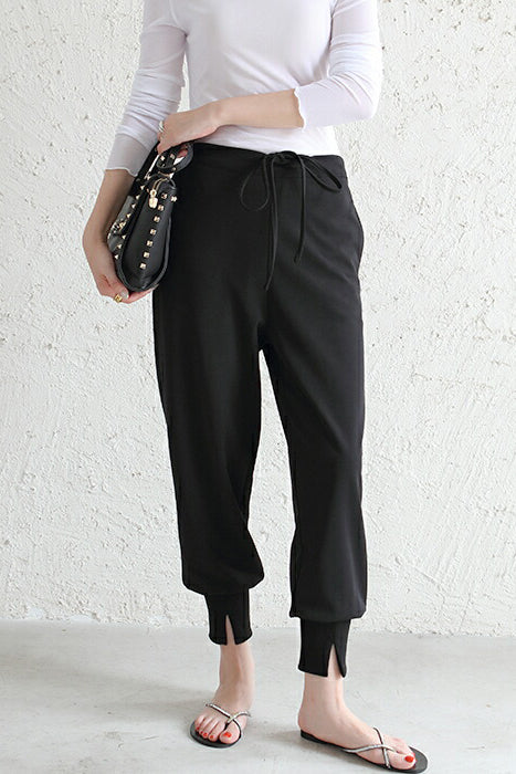 スリットヘムテーパードロングパンツ　3色入 - liwisi