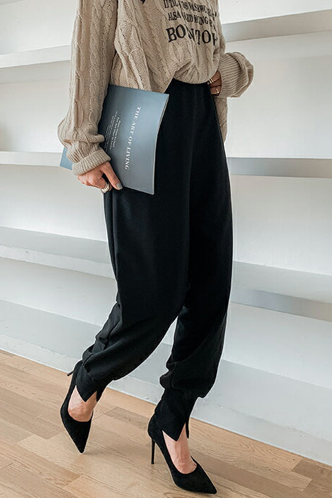スリットヘムテーパードロングパンツ　3色入 - liwisi