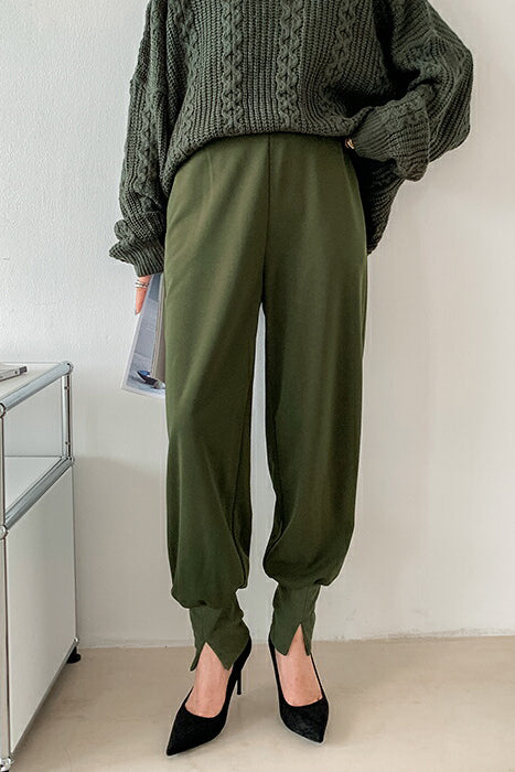 スリットヘムテーパードロングパンツ　3色入 - liwisi