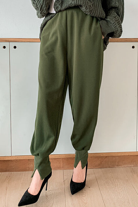 スリットヘムテーパードロングパンツ　3色入 - liwisi