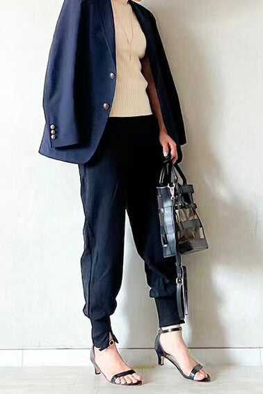 スリットヘムテーパードロングパンツ　3色入 - liwisi