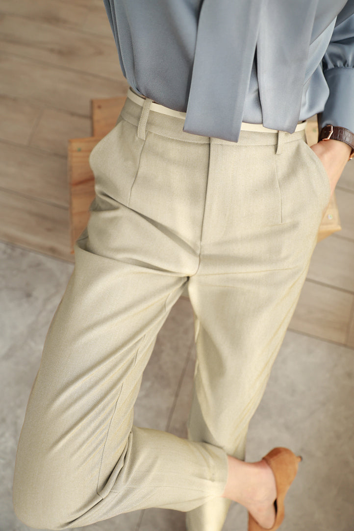 イレギュラーヘムロングテーパードパンツ　3色入 - liwisi