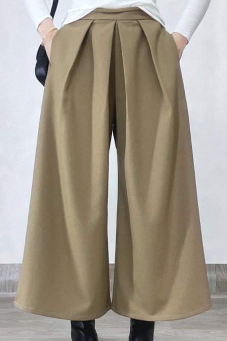 ハイウエストタックインロングワイドパンツ　4色入 - liwisi
