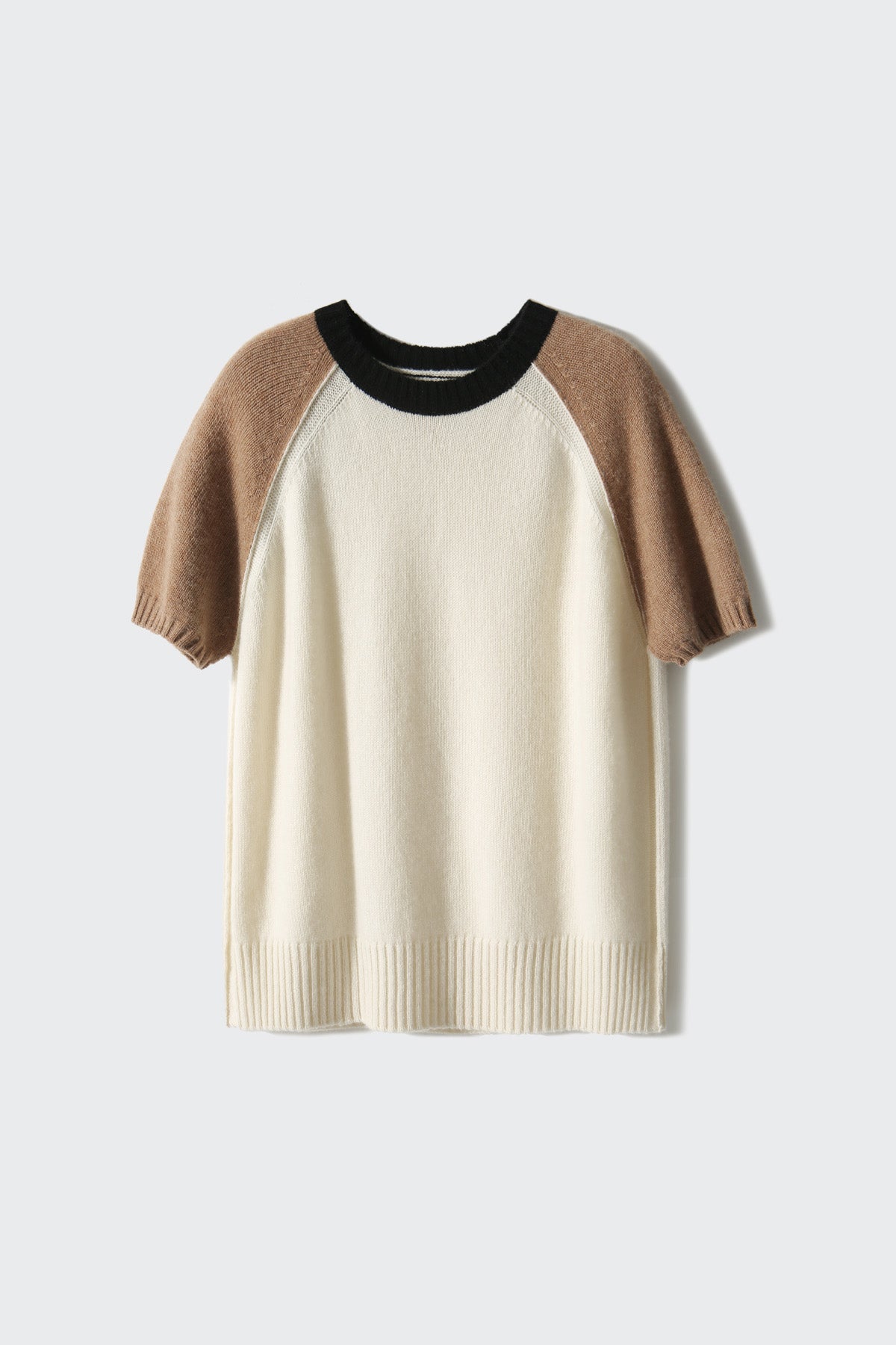 ラウンドネックバイカラーラグランスリーブTシャツ　2色入 - liwisi