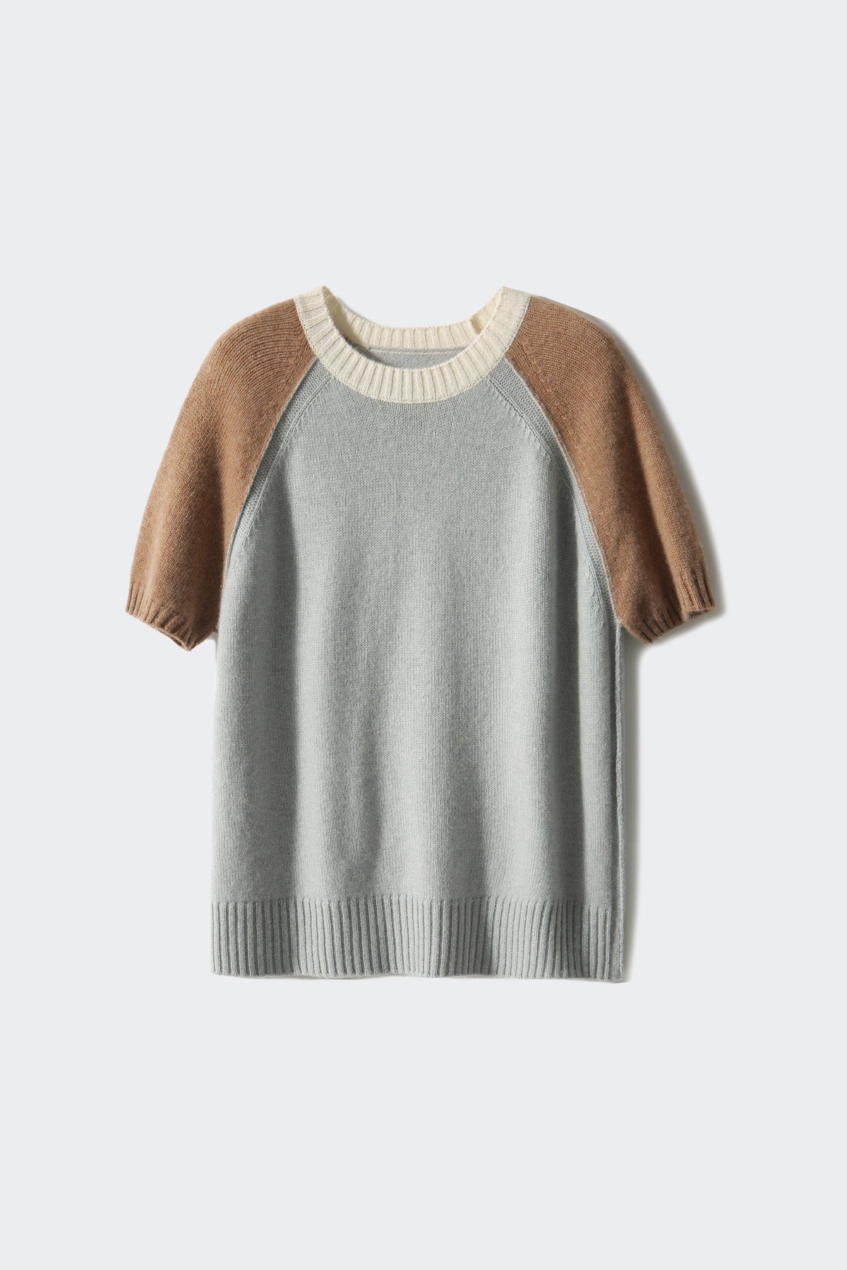 ラウンドネックバイカラーラグランスリーブTシャツ　2色入 - liwisi