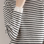 ハイネックベーシックボーダー柄ニットトップス　6色入 - liwisi